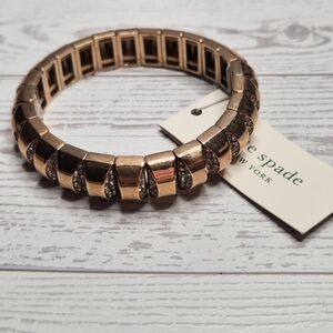Kate Spade New York Sliced Scallops Pave Stretch Bracelet NWT Rose Gold